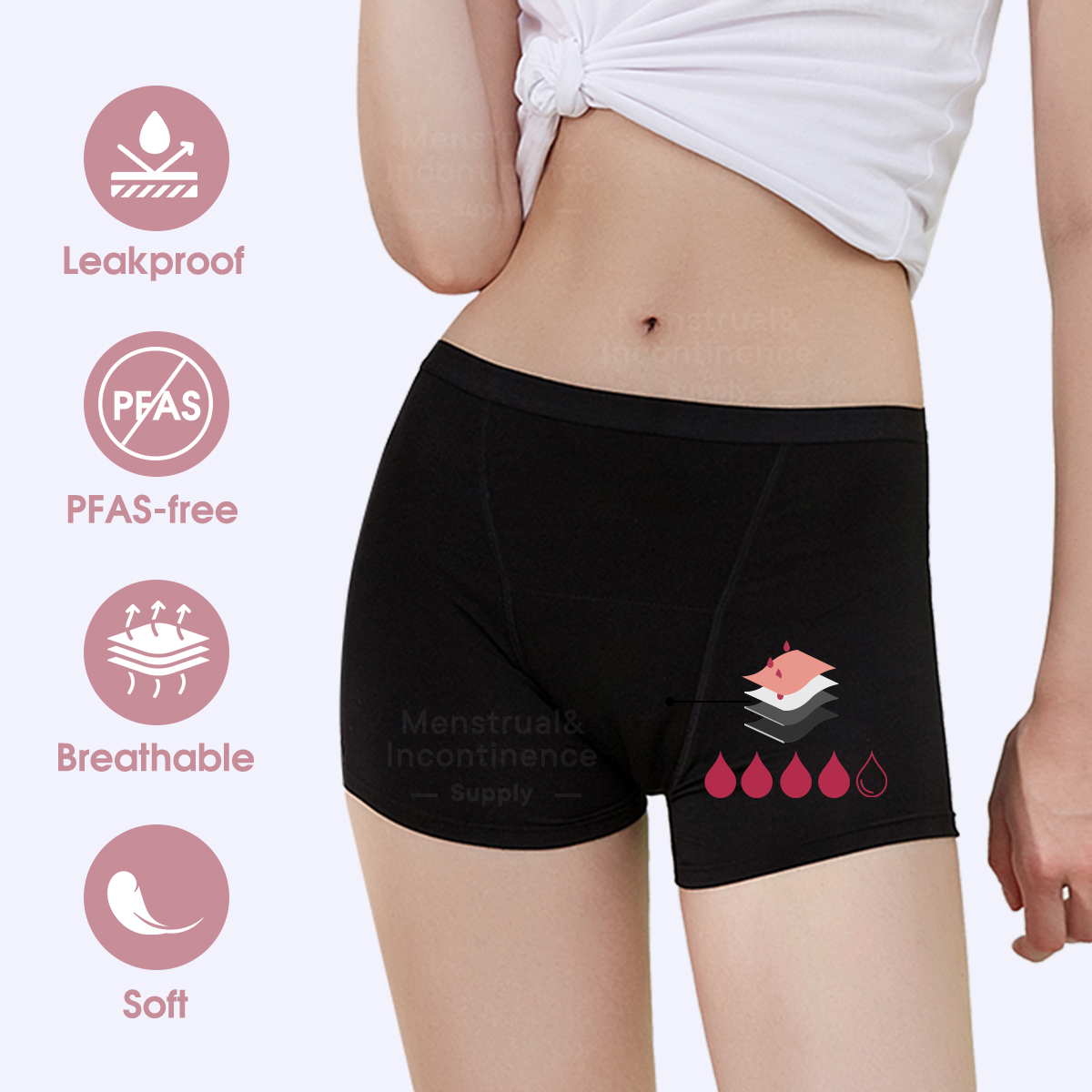 Bamboo Fiber Period Underwear  - Boyshort Underwear review and price